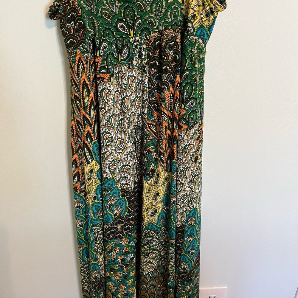 Moa Moa Boho Green Print Maxi Dress Size Small - Picture 5 of 10